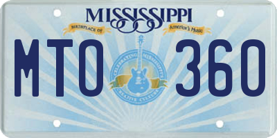 MS license plate MTO360