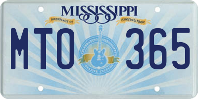 MS license plate MTO365