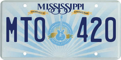 MS license plate MTO420