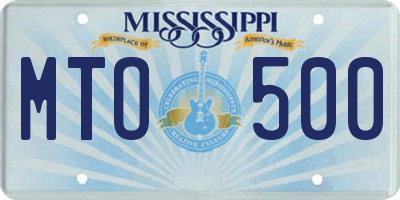 MS license plate MTO500