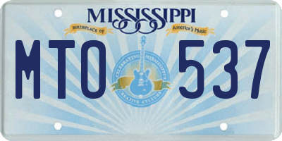 MS license plate MTO537