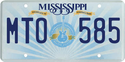 MS license plate MTO585