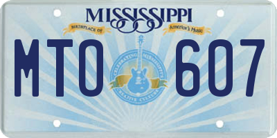 MS license plate MTO607
