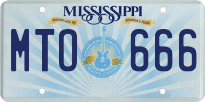 MS license plate MTO666
