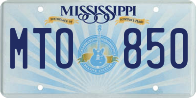 MS license plate MTO850