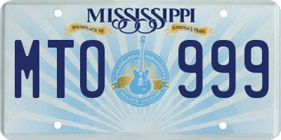 MS license plate MTO999