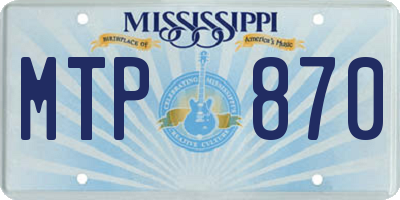 MS license plate MTP870