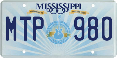 MS license plate MTP980