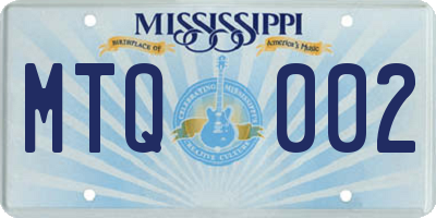 MS license plate MTQ002