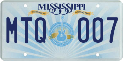 MS license plate MTQ007