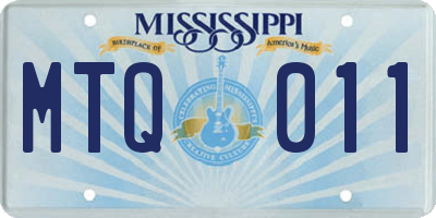 MS license plate MTQ011