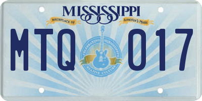 MS license plate MTQ017