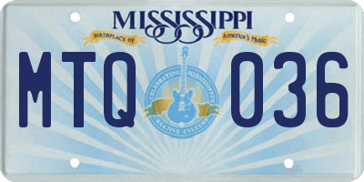 MS license plate MTQ036