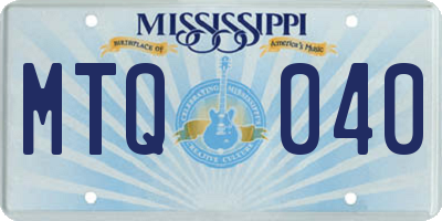 MS license plate MTQ040