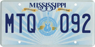 MS license plate MTQ092