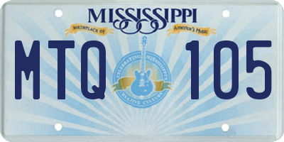 MS license plate MTQ105