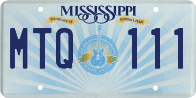 MS license plate MTQ111