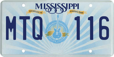 MS license plate MTQ116