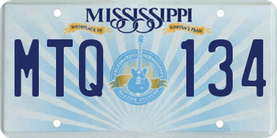 MS license plate MTQ134