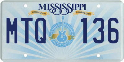MS license plate MTQ136