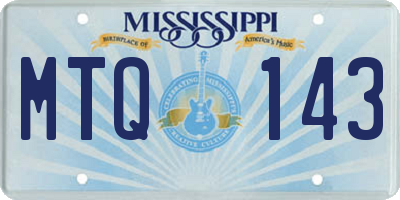 MS license plate MTQ143
