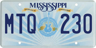 MS license plate MTQ230