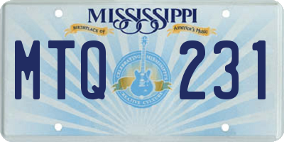 MS license plate MTQ231