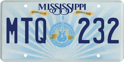 MS license plate MTQ232