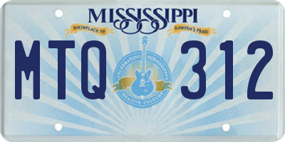 MS license plate MTQ312