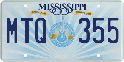 MS license plate MTQ355