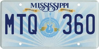 MS license plate MTQ360