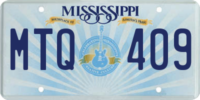 MS license plate MTQ409