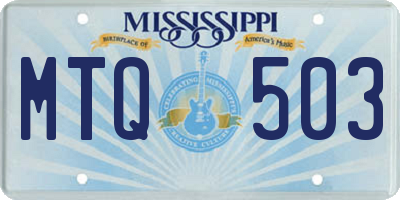 MS license plate MTQ503