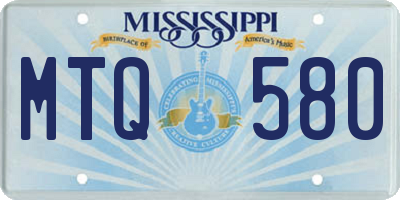 MS license plate MTQ580