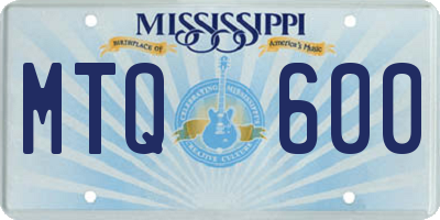 MS license plate MTQ600