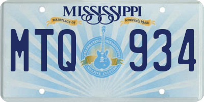 MS license plate MTQ934