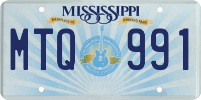 MS license plate MTQ991