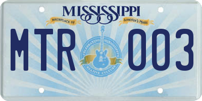 MS license plate MTR003
