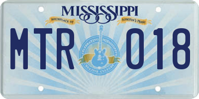 MS license plate MTR018