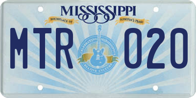 MS license plate MTR020