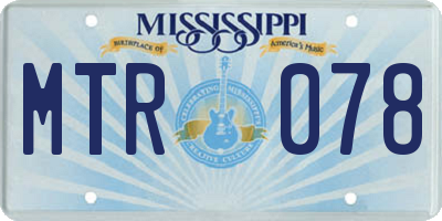 MS license plate MTR078