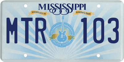 MS license plate MTR103