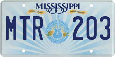 MS license plate MTR203