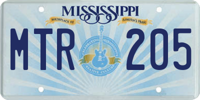 MS license plate MTR205