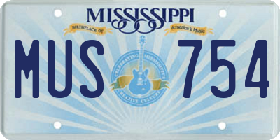MS license plate MUS754