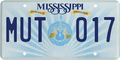 MS license plate MUT017