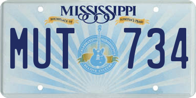MS license plate MUT734