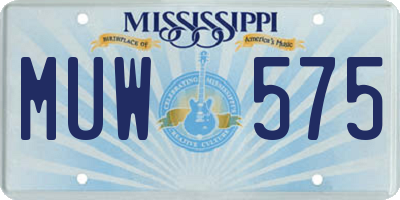 MS license plate MUW575