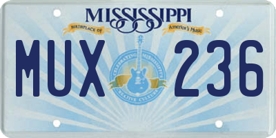 MS license plate MUX236