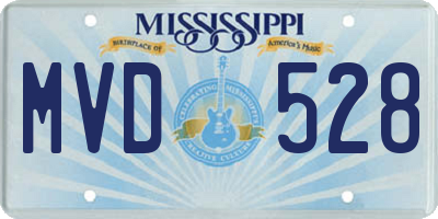 MS license plate MVD528